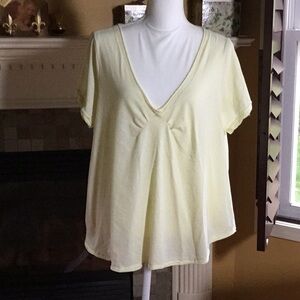We The Free Yellow V neck tee  EUC Large Color is Pineapple spritz